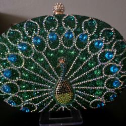Peacock Rhinestone Clutch