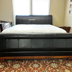 King size Sleigh Bed Frame and Dresser With Mirror and Night Stand. 