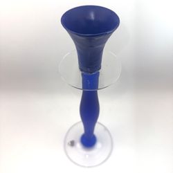 ORREFORS SWEDEN Anne Nilsson Celeste Blue Candlestick Candle Holder 11.5 Inch