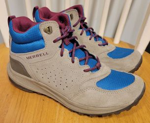 Merrell Unisex Kids Notch Mid Hiking Boots Taupe/Blue Size 4 / NEW