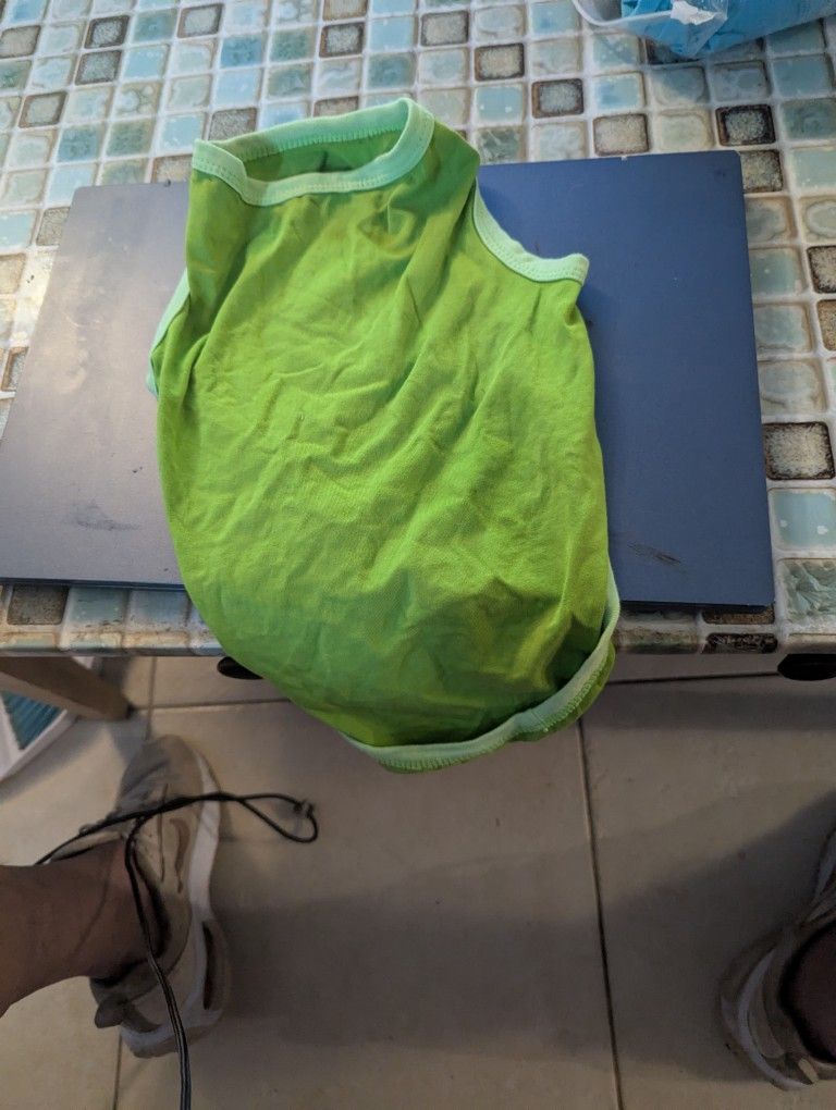 Small To Medium Green Dog T Shirt