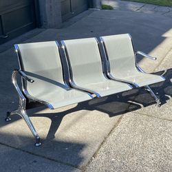 SALE PENDING Authentic Midcentury Chrome Steelcase Bench Seating