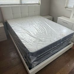 QUEEN SIZE Diamond Bed Frame Platform With Mattress And Box Springs Set New Queen BED Set 
