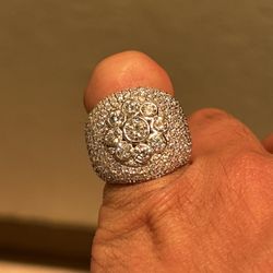 Custom silver White Topaz Pinky Ring 