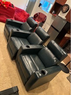 Abbyson Leather 3-Piece Theater Seating