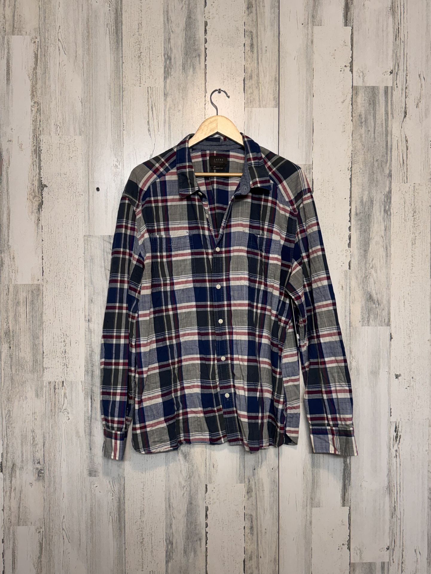 JACHS New York Men’s Classic Fit Plaid Button-Down Shirt 2XL 100% Cotton Casua