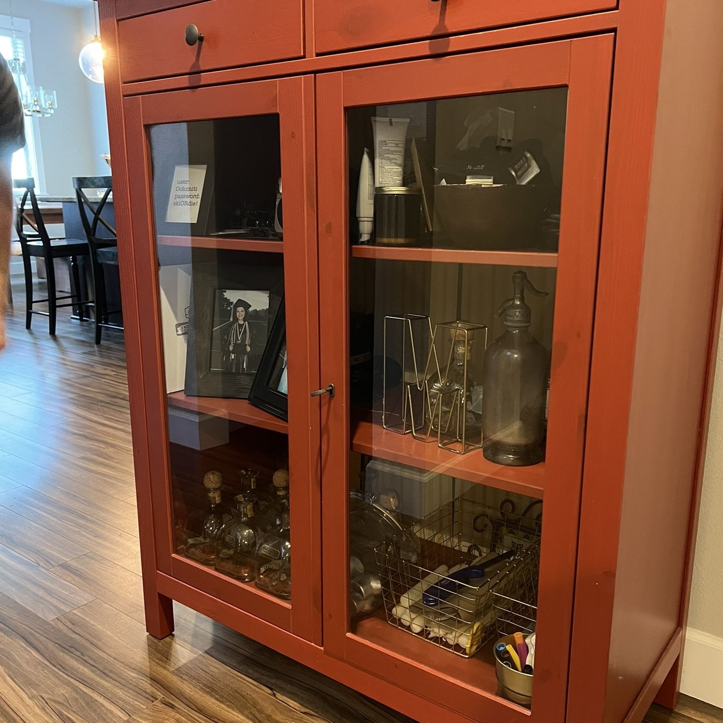 IKEA Red Glass Cabinet for Sale in Beaverton, OR