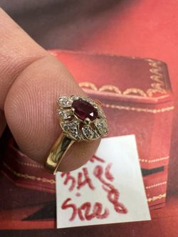 18K Solid Gold Ring For Wedding Diamonds 💎 Stones 3.4Gr Size 8