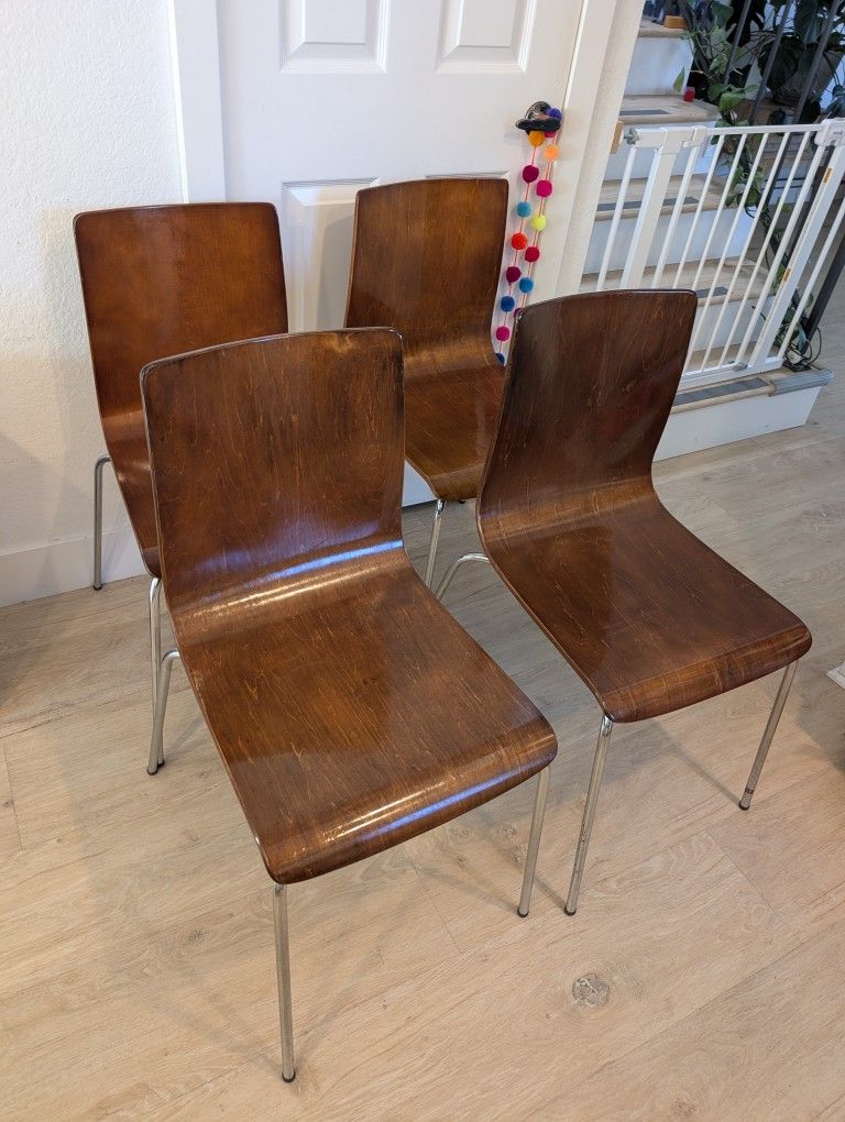 Refinished Walnut Chrome Gilbert Chairs (Complete Set)
