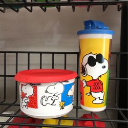 Set of 2 Tupperware Cup 16oz and 1 575mL Food storage container