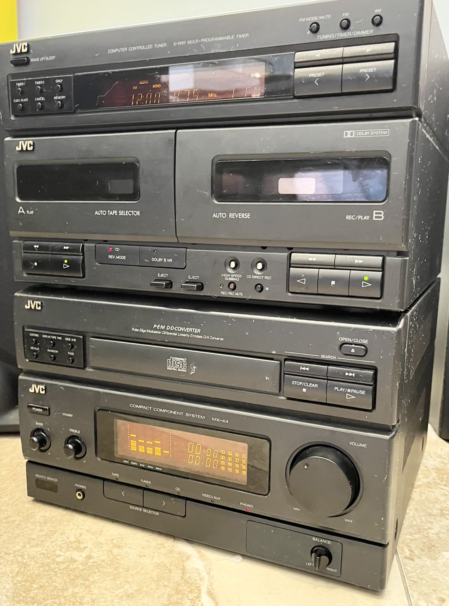 1980’s Retro JVC Dual Cassette, Am/FM Stereo System