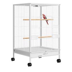 Large White 17.9"L x 17.9"W x 23.3"H Bird Cage 