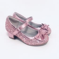 Girl's Glitter Shoes 1.5in Low Heel Wedding Party Princess Shoes Size 6