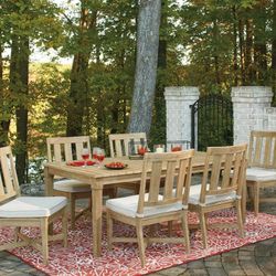 New outdoor patio furniture eucalyptus dining table / chairs set

