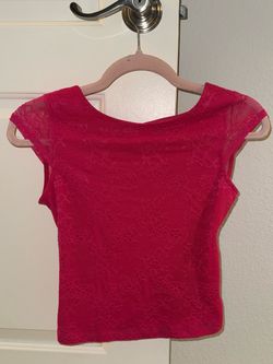 GARAGE hot pink Floral Lace Crop Top
