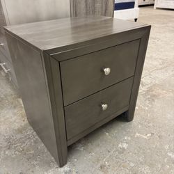 Two Drawer Gray Nightstand