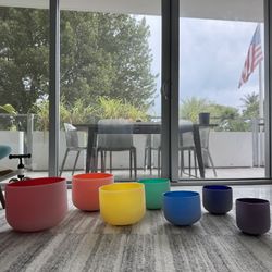 7 Piece Crystal Quartz Singing Bowl Set, 432 Hz