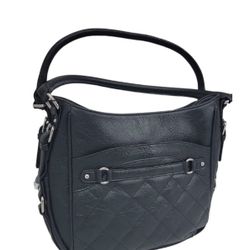 New Quilted Hobo Bag Purse Tote Hand Bag PU Leather Black Medium Size