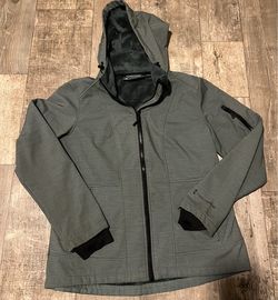 Free Country Jacket Women's Sz Medium Hooded Softshell  Green  Coat Sherpa Lined