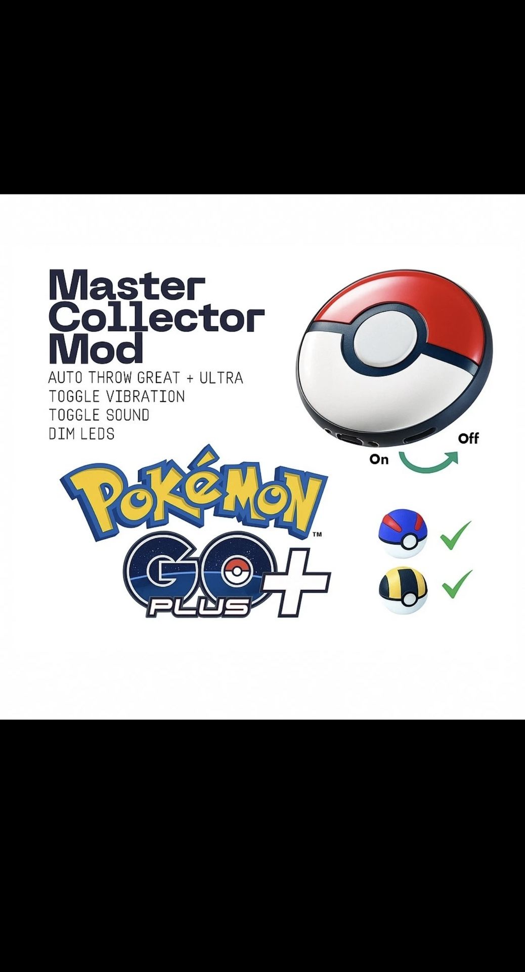 Pokemon GO Plus + **MOD Service** Autothrow Great & Ultra - Master Collector Mod - Plus Plus
