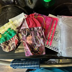 Small Assortment Of Gift And Organizer Bags, Varying Sizes And Materials, Small Gift Wrapping Bags