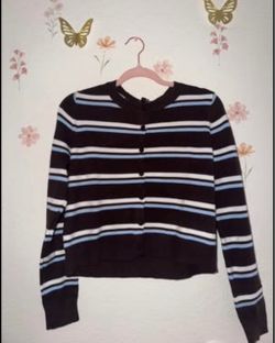Striped Button-Up Cardigan Sweater M