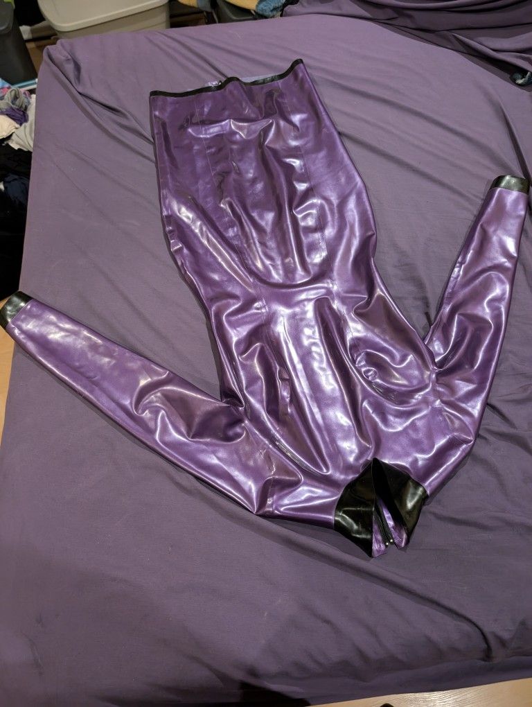 Purple Latex Dress High Collar