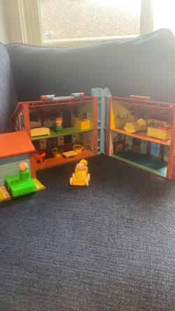 Vintage Little People Blue Tudor House With Accessories