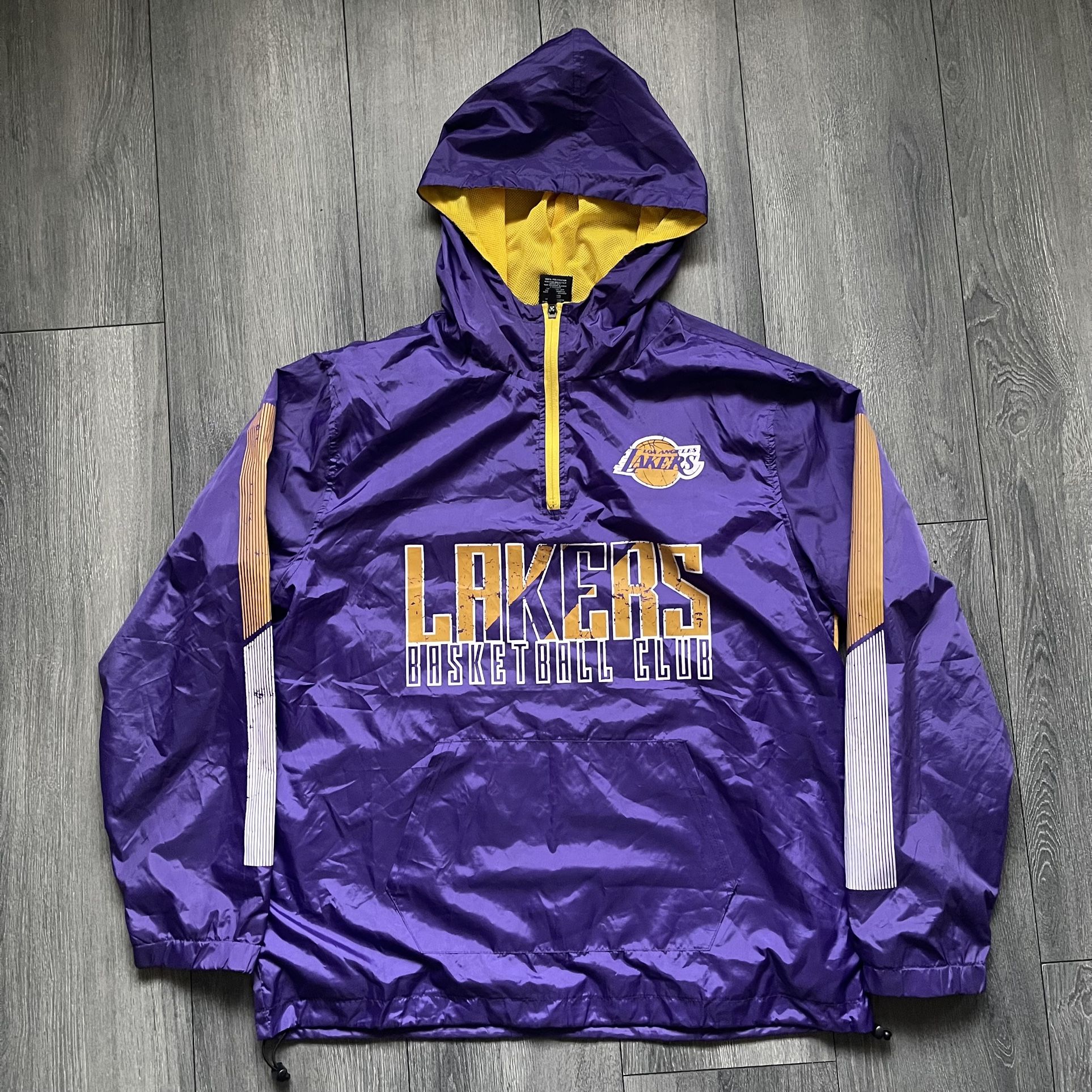 Los Angeles Purple Lakers 1/4 Zip Hooded Windbreaker Pullover Jacket