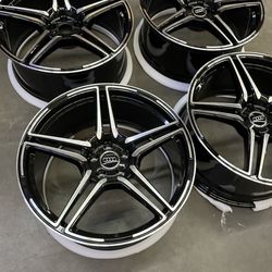 21” NEW Audi Gloss Black Machined Finish Wheels Rims fits A4 S4 A5 S5 A6 S6 A7 S7 21x9 +28 (5x112)   SHIPPING AVAILABLE   Fits A4 S4 A5 S5 A6 S6 A7 S7