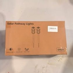 Amurap Solar Pathway Lights — 6 Pack Warm White LED, New in Box