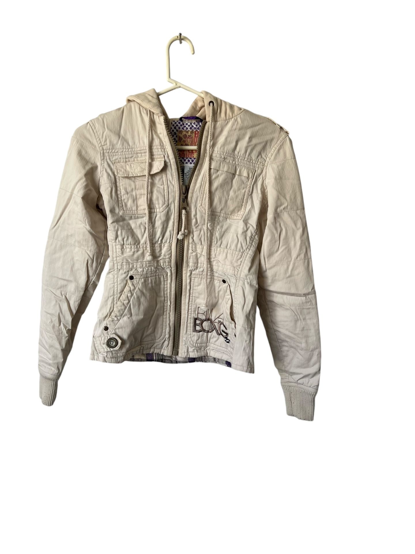 Billabong Quilted Jacket - 1990's Style - White - Retro Cool Zip Hoodie Sz XS Comes from a pet and smoke free home. Measurements are in the pictures
