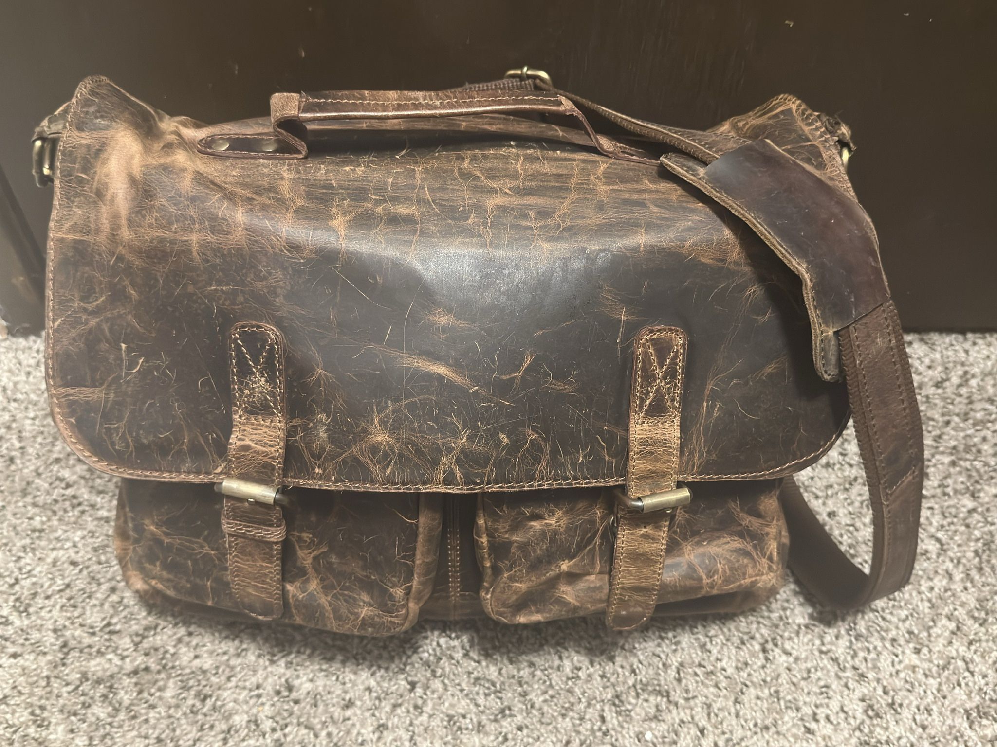 Buffalo Leather Messenger Bag, Custom made