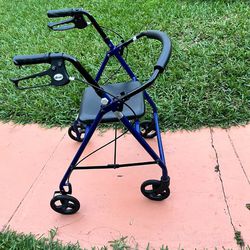 Drive Medical Aluminum Foldable Rollator Walker With Seat and Adjustable Handles Support 300 lbs Weight/ Removable Back Support…In Good Condition $45