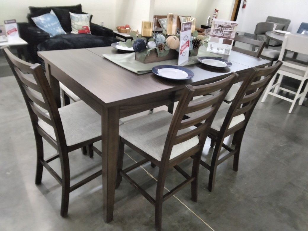 6 pcs counter height Dining table w/table storage