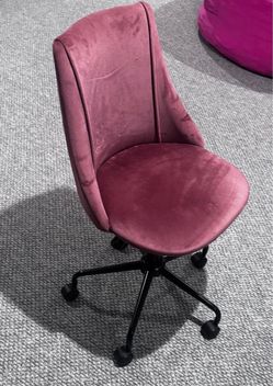Pink Velvet Office Chair with Wheels