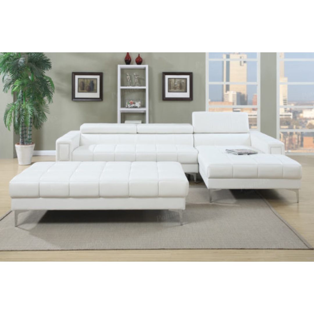 White Sectional Sofa - Ottoman Sold Separately