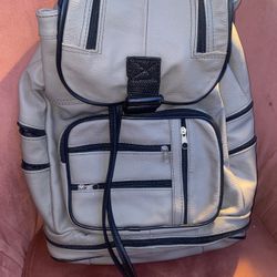 Gray leather backpack 