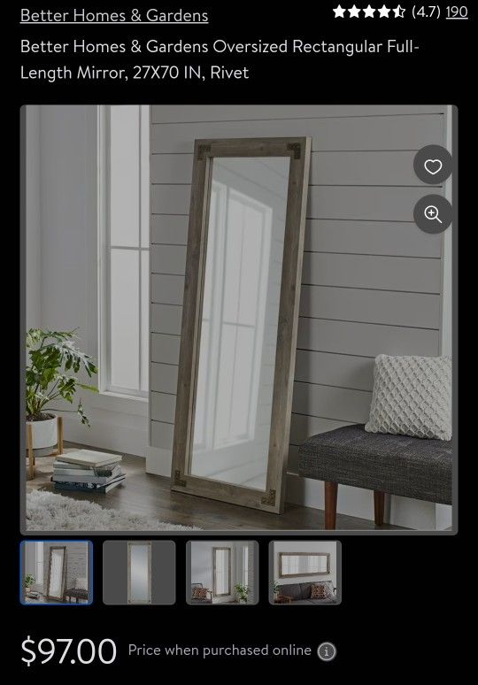Better Homes & Gardens
Better Homes & Gardens Oversized Rectangular Mirror