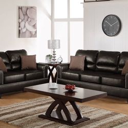 Espresso Brown Sofa And Love Seat Set 