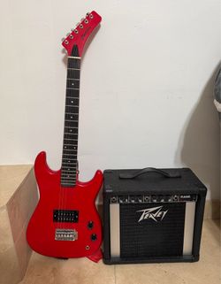 Memphis electric guitar and Peavey amp