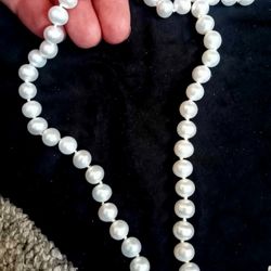 White Pearl Necklace With Sterling Clasp