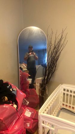Full Length Arch Floor Mirror White Frame