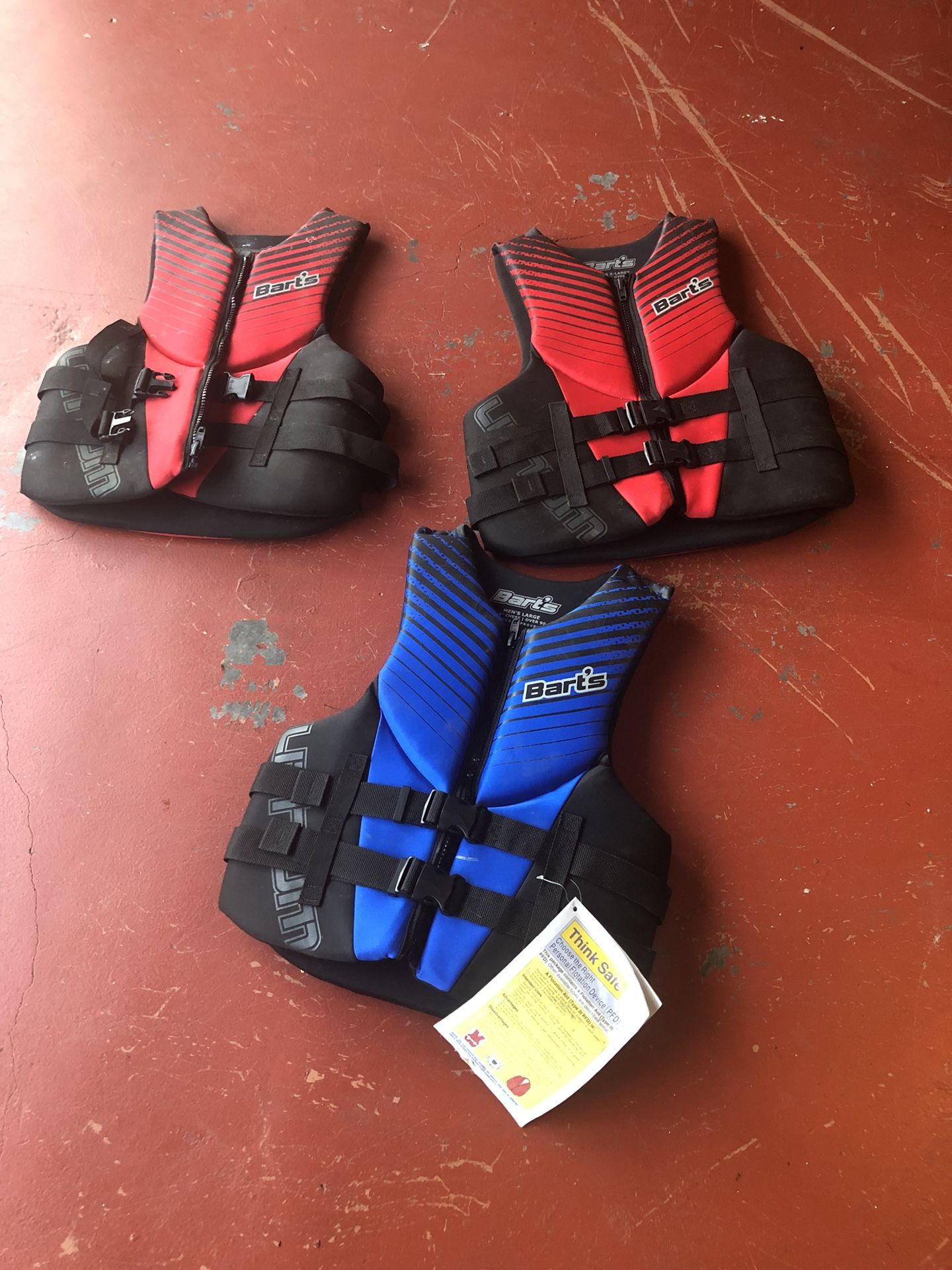 Life jackets for jets ski or boats