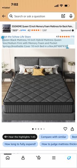 Queen mattress 10 inch