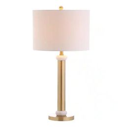 Jonathan Y Gregory 27 in. Gold/White Metal/Marble LED Table Lamp