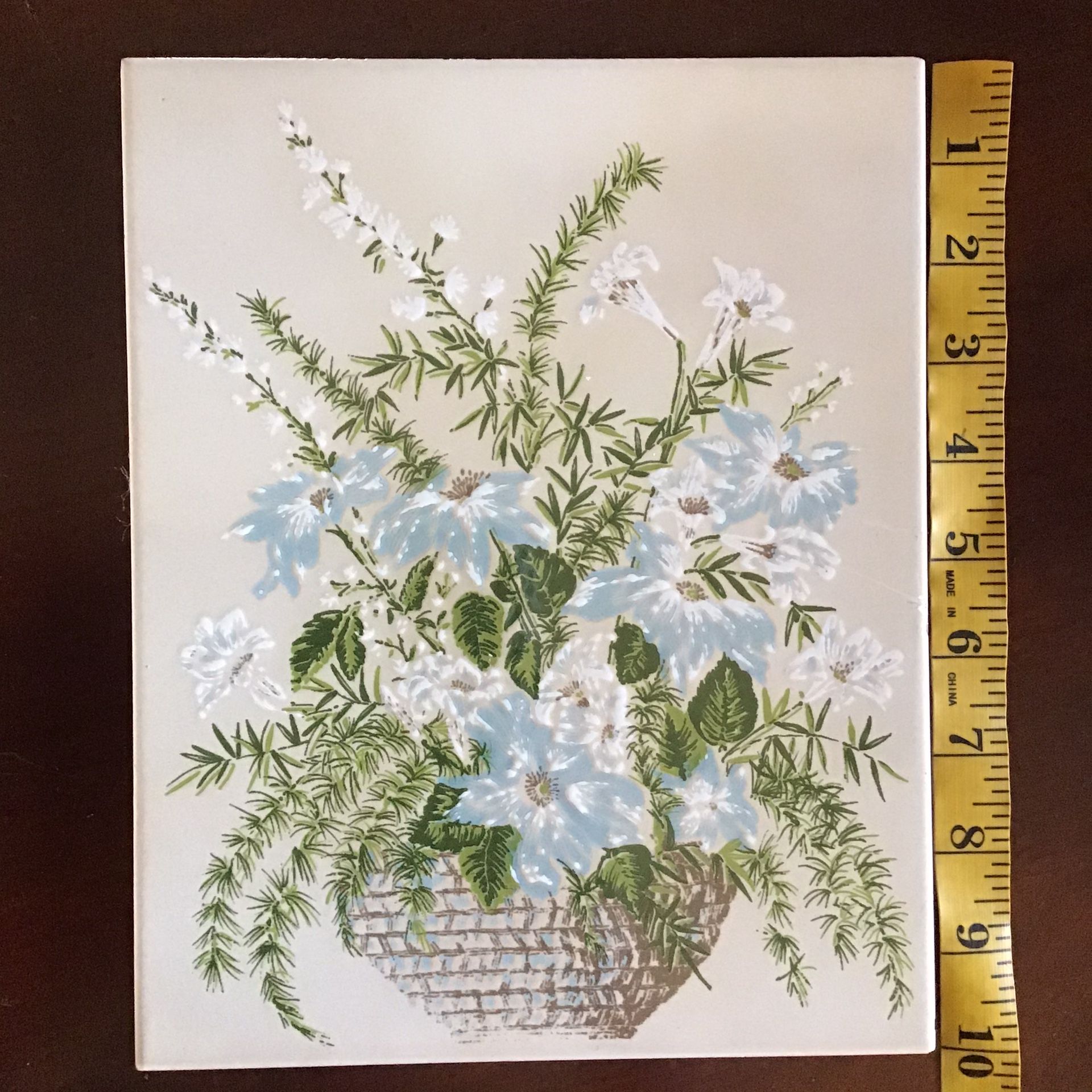 Italian Hand Painted Terracotta Tile (10”x8”).