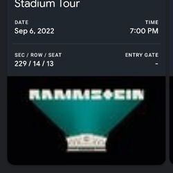 2 Rammstein Tickets For Sept 6 Show In MetLife Stadium.