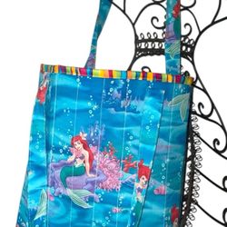 New HandMade Quilting Shoulder Tote Bag  Ariel Little Mermaid Princess of Sea, Bag Inner zipper Pocket