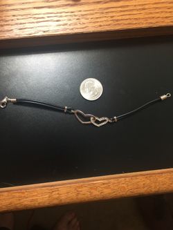 Faux Leather & Rhinestone Bracelet 7”